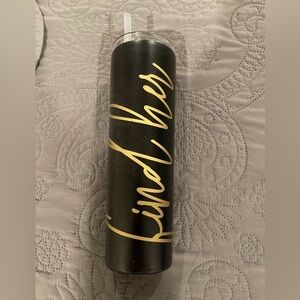 Insulated Black Tumbler with Gold Script